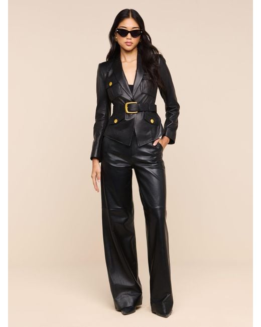 L'Agence Blue Livvy Leather Trouser