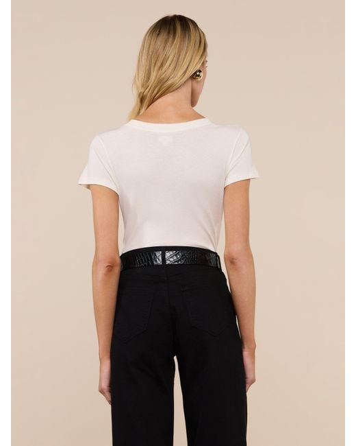 L'Agence White Becca Cotton V-neck Tee