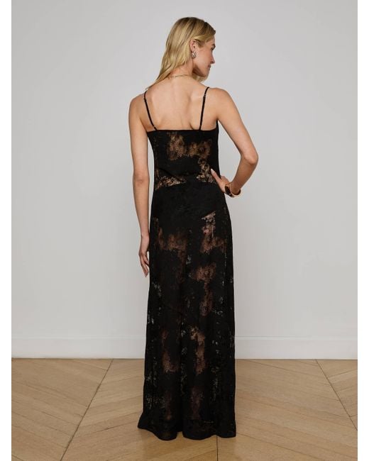 Robe Longue En Dentelle Bettie, Noir L'Agence en coloris Black