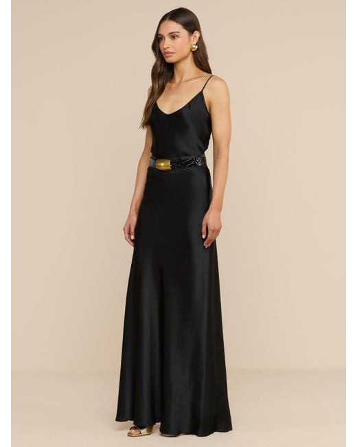 L'Agence Black Ryker Waistband Silk Skirt