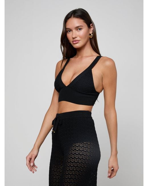 L'Agence Black Reverie Pointelle Knit Bralette