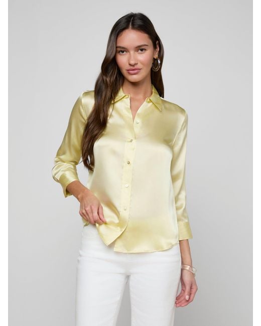 Chemisier En Soie Dani, Sorbet Citron L'Agence en coloris White