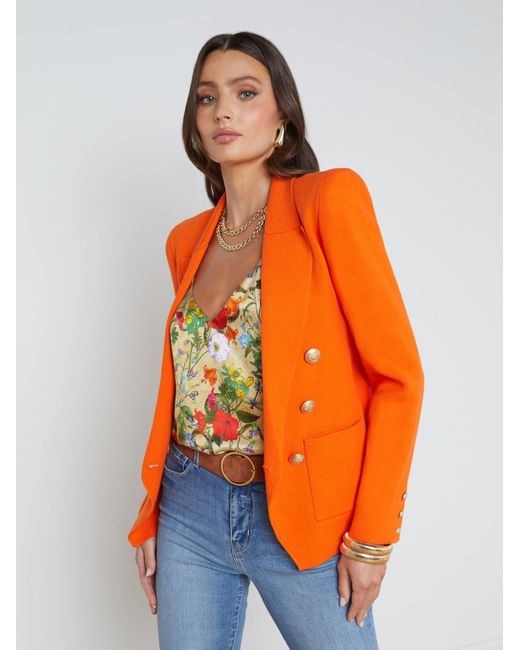 L'Agence Orange Kenzie Knit Blazer