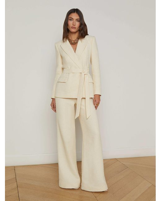 L'Agence Natural Jordana Tweed Wrap Blazer