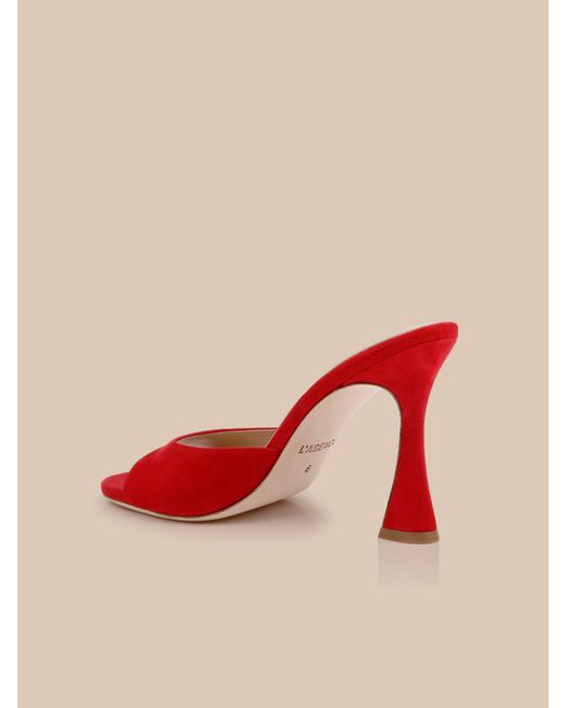 L'Agence Red Avery Suede Open-Toe Mule