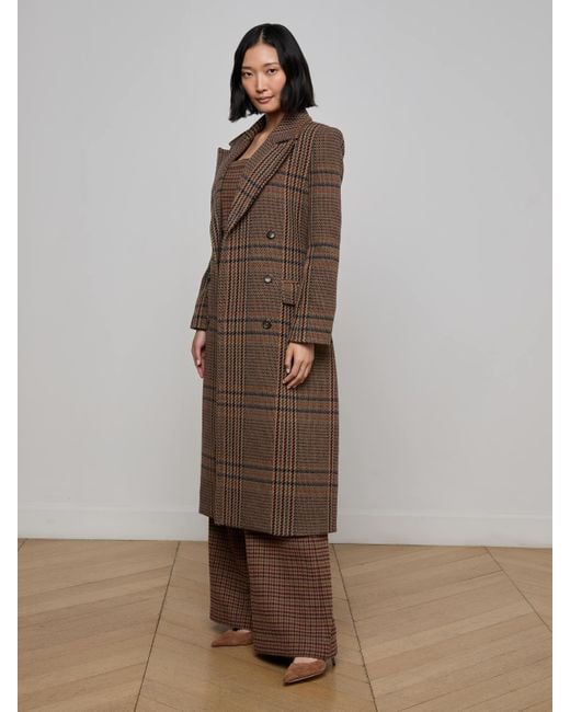 Manteau Long À Carreaux Kolina, Motif À Carreaux Marron L'Agence en coloris Brown