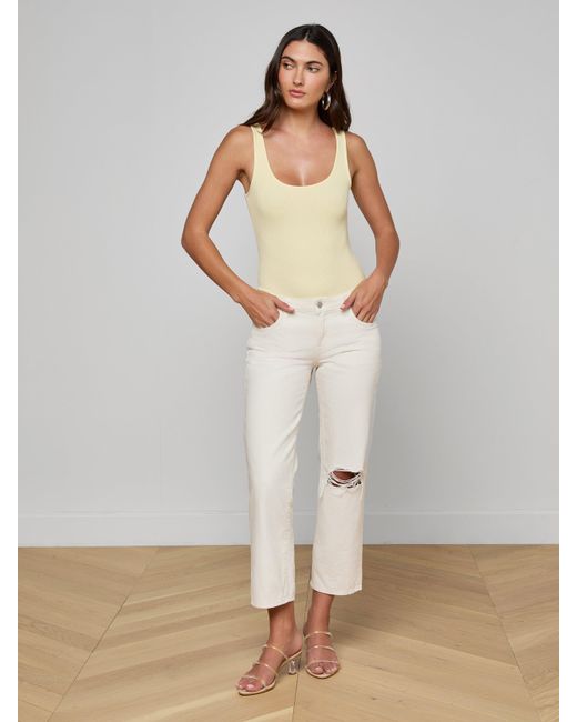 L'Agence White Nica Scoopneck Bodysuit