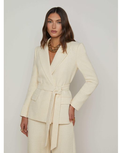 L'Agence Natural Jordana Tweed Wrap Blazer