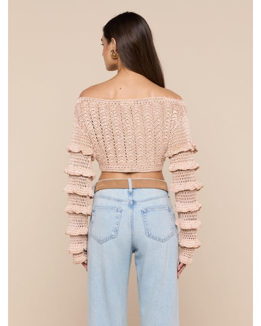 L'Agence Blue Fey Crocheted Top