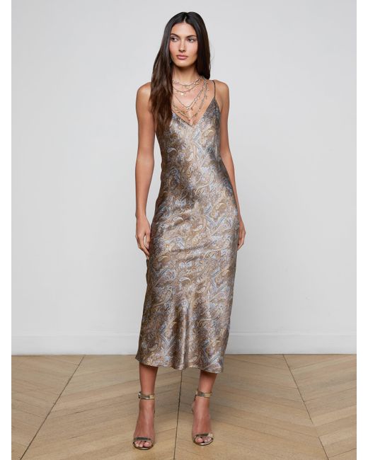 L'Agence White Seridie Silk Slip Dress