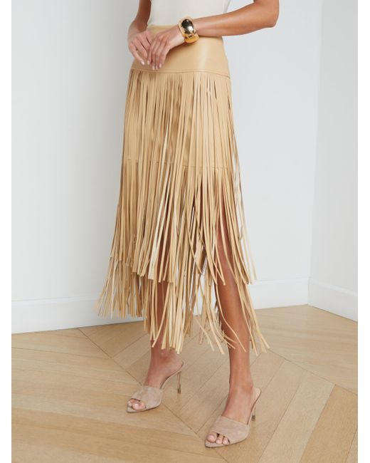Jupe À Franges En Cuir Végétalien Karolina En L'Agence en coloris Natural