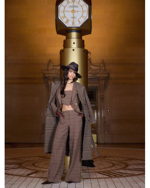 Manteau Long À Carreaux Kolina, Motif À Carreaux Marron L'Agence en coloris Brown