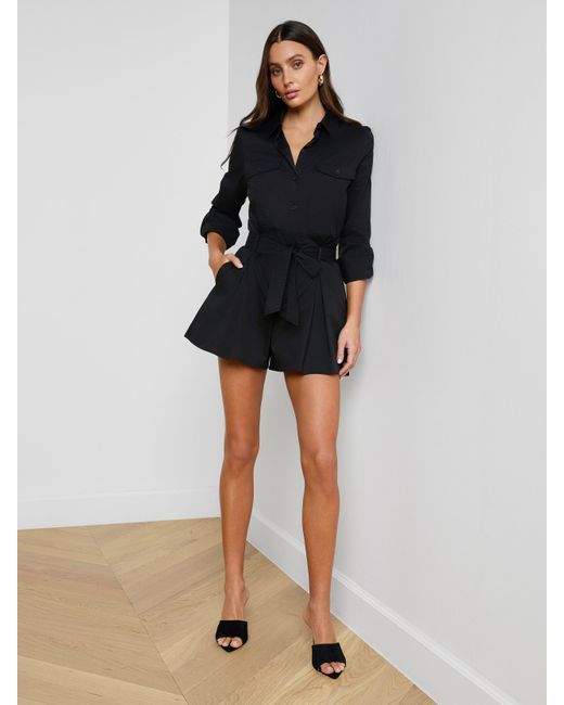L'Agence Black Damira Poplin Short