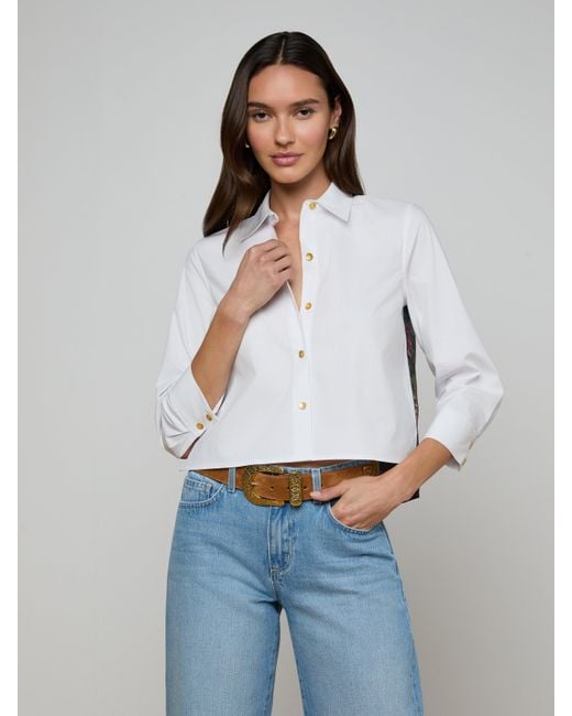 L'Agence White Fawn Floral Print Shirt