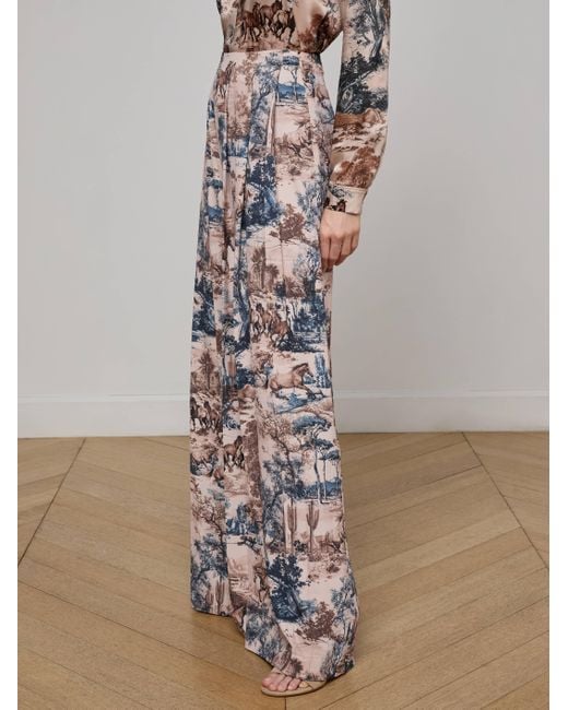 Pantalon Large En Tissu Plissé Nova, À Imprimé Toile Style Western L'Agence en coloris Natural