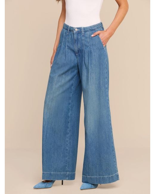 L'Agence Blue Jayani Pleated Wide-Leg Jean