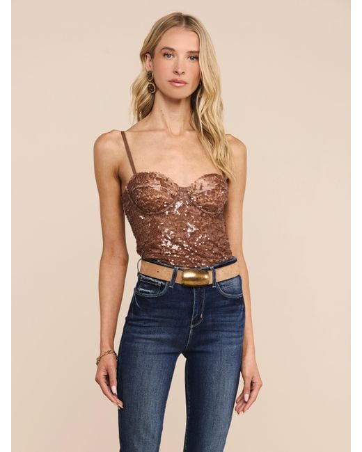 L'Agence Brown Lior Sequin Top