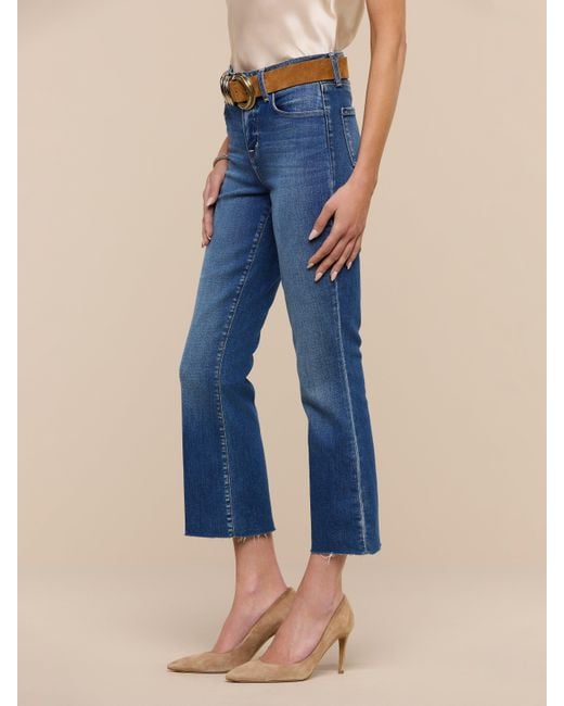 L'Agence Blue Kendra Cropped Flare Jean