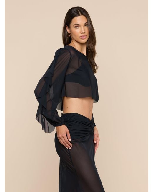 L'Agence Black Ambala Mesh Cover-Up Top