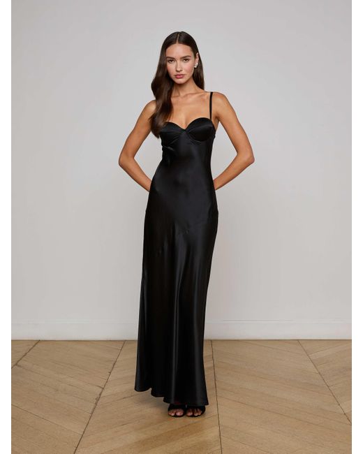 L'Agence Black Sayla Silk Gown