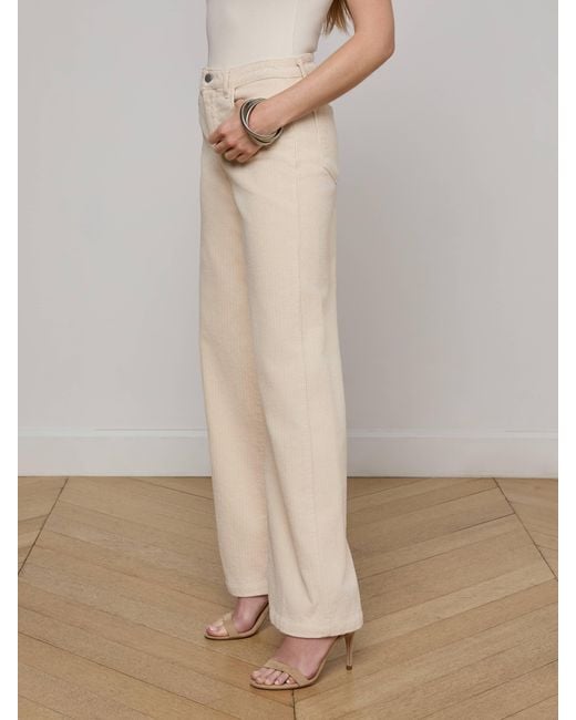 Jean Large En Velours Côtelé Scottie, Vanille L'Agence en coloris Natural