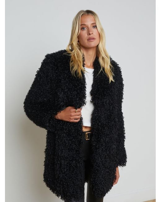 L'Agence Black Toira Faux Fur Coat