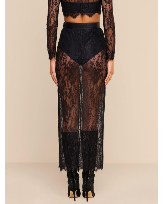 L'Agence Black Raymonde Lace Maxi Skirt