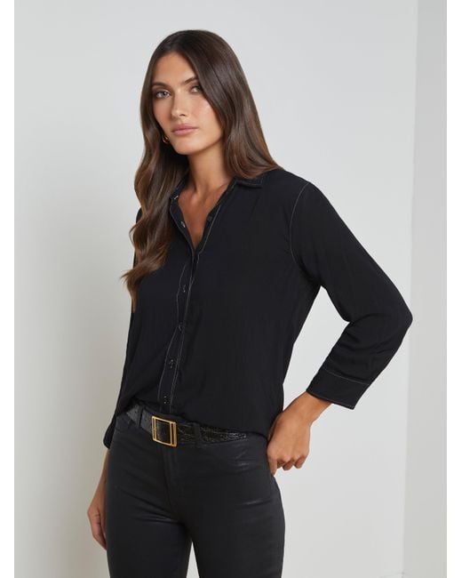 L'Agence Black Marlene Blouse Top