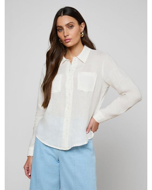 L'Agence White Isla Linen Shirt