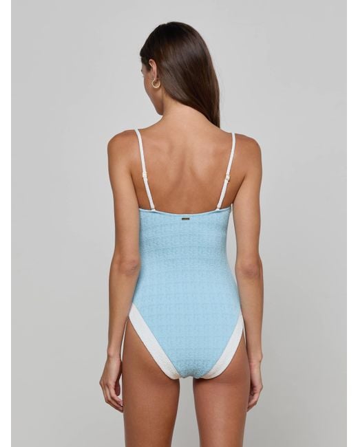 L'Agence Blue Tory Bandeau One-Piece Swimsuit
