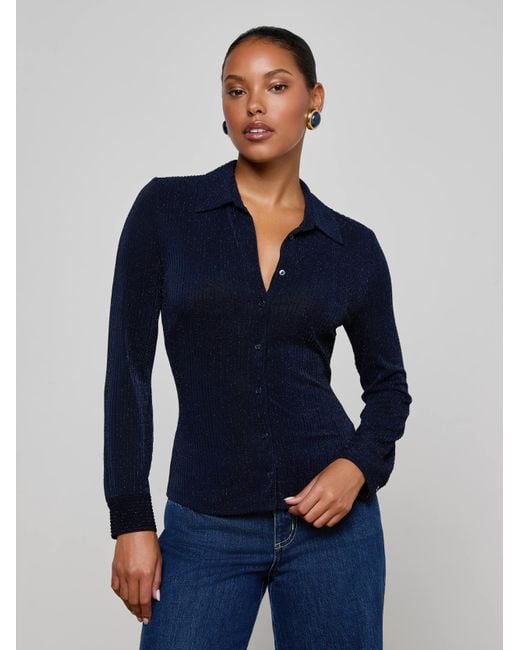 L'Agence Blue 'Agence Indiana Blouse Top