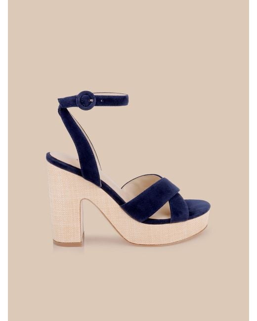 L'Agence Blue Sandrine Platform Sandal