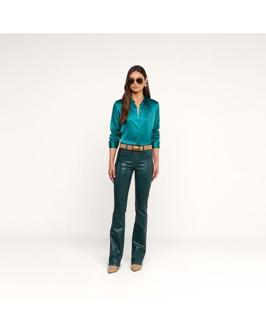L'Agence Blue Tyler Silk Blouse Top