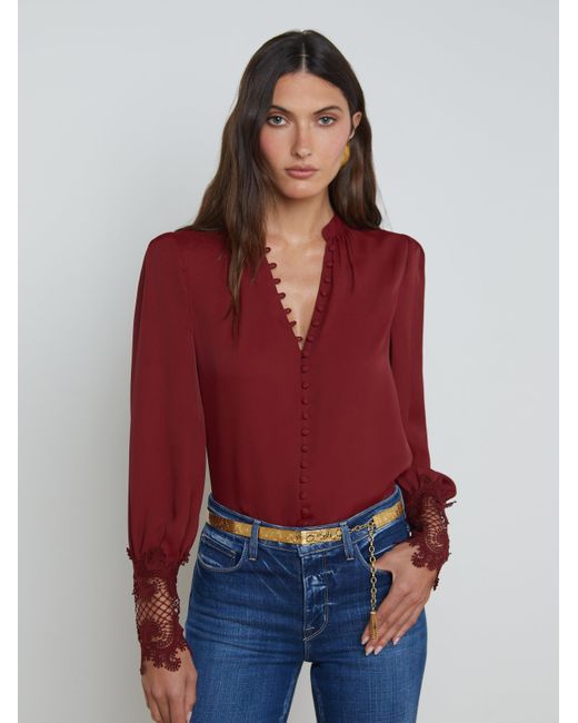 L'Agence Red Ava Blouse Top