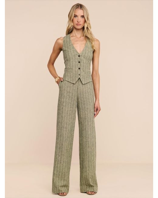 L'Agence Green Drina Linen-Blend Vest