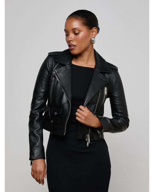 L'Agence Black Blakely Leather Biker Jacket