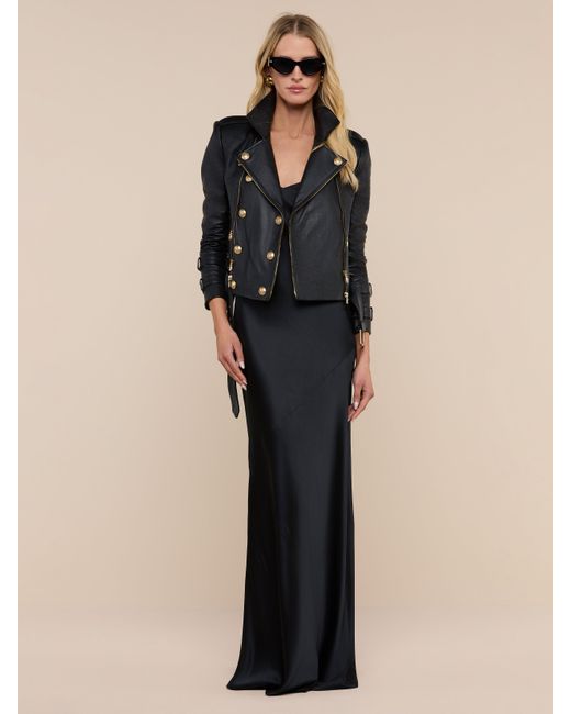 L'Agence Black Serita Silk Slip Dress