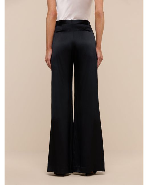 L'Agence Black Pilar Silk Wide-leg Pant