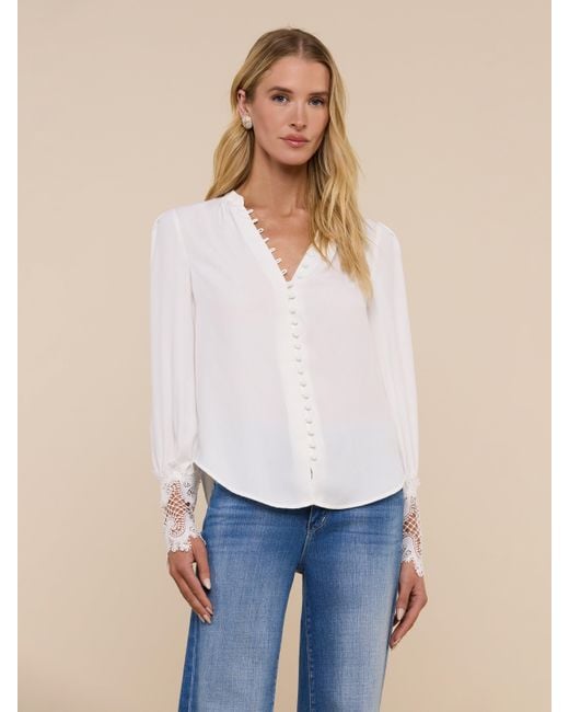 L'Agence White Ava Blouse