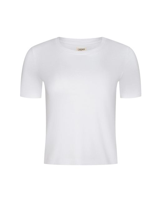 L'Agence White 'Agence Stormy Cropped Cotton T-Shirt