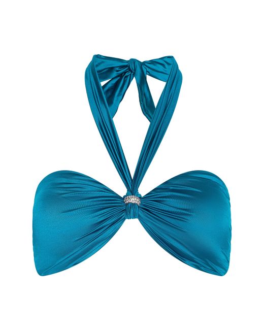 L'Agence Blue Krysta Halter Bikini Top