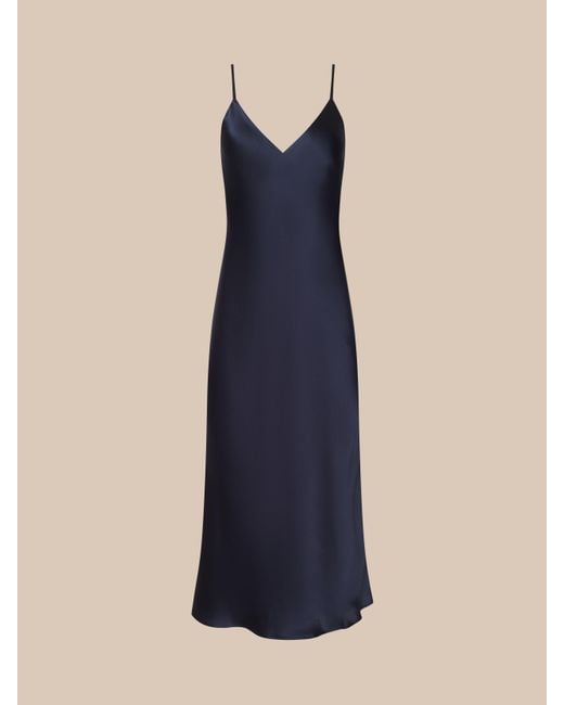 L'Agence Blue Seridie Silk Slip Dress