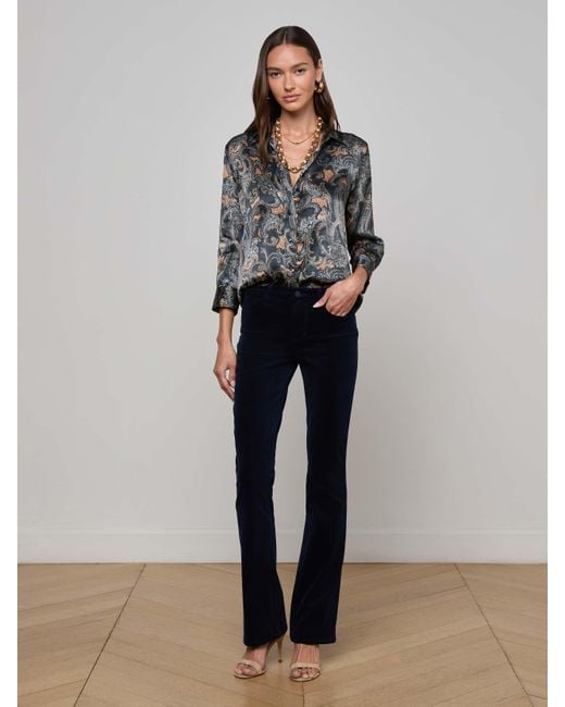 Chemisier En Soie Dani, Bleu Nuit À Motif Cachemire Multicolore L'Agence en coloris Gray