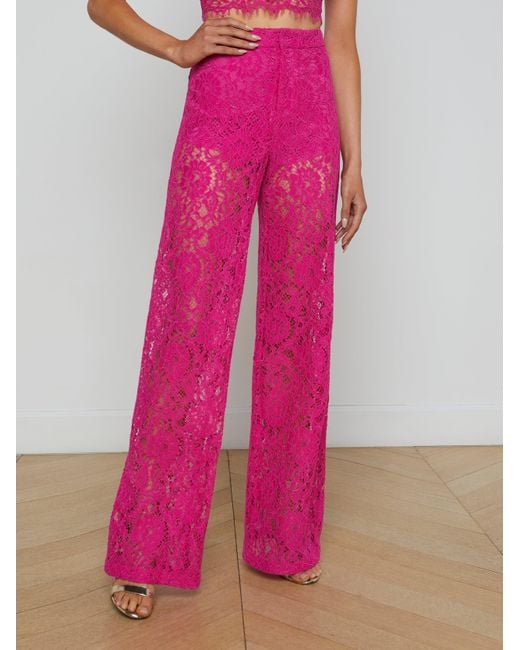 L'Agence Pink Livvy Lace Trouser