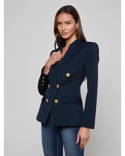 L'Agence Blue Kyomi Double-Breasted Blazer