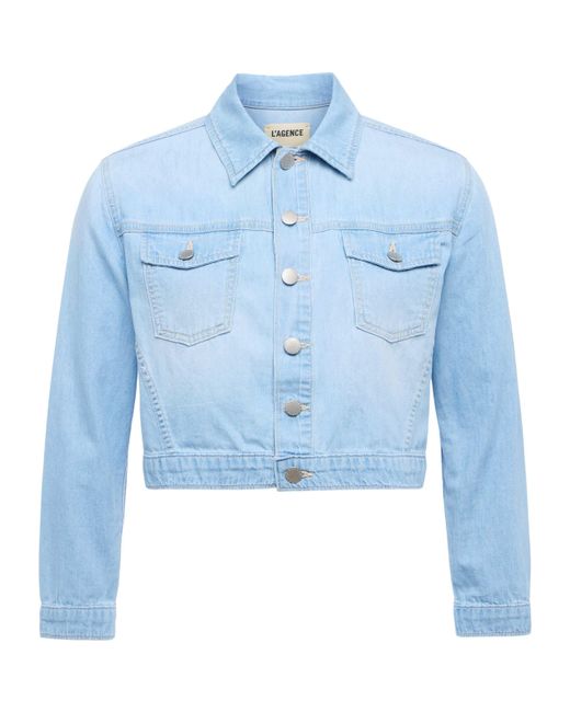 L'Agence Blue Koda Cropped Chambray Jacket