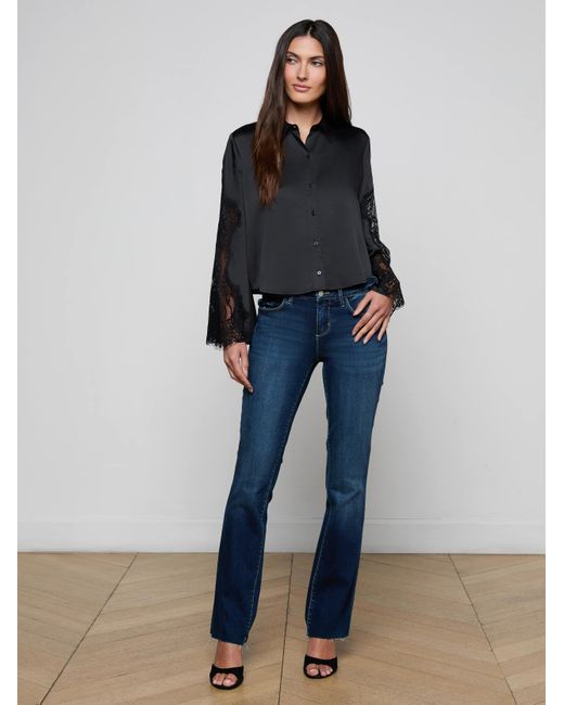 Chemisier Avec Manches En Dentelle Capri, Noir L'Agence en coloris Gray