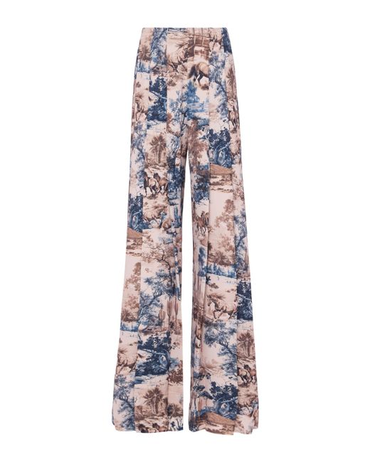 Pantalon Large En Tissu Plissé Nova, À Imprimé Toile Style Western L'Agence en coloris Natural