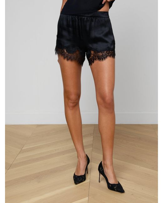 L'Agence Black 'Agence Joy Silk Lace Short