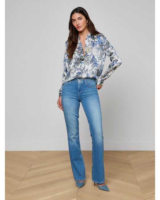 L'Agence Blue Tyler Silk Blouse Top